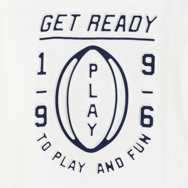 تيشيرت بأكمام طويلة عليه رسالة، باللون الأبيض للأولاد.